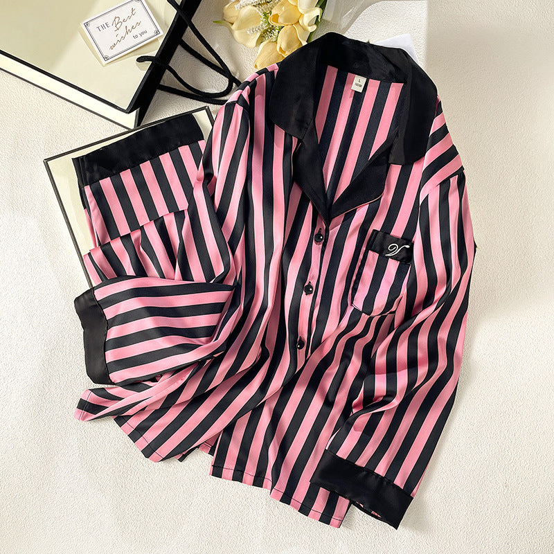 Super Soft Forged Four-sided Elastic Striped Home Wear