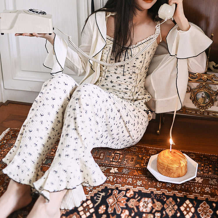 Sweet Camisole Three-Piece Loungewear Set
