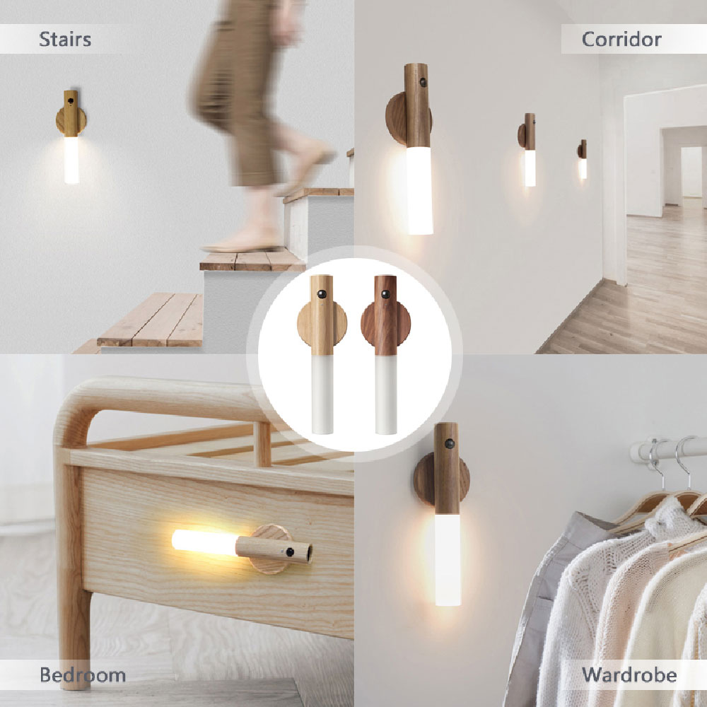 Wireless Auto LED USB Magnetic Wood Motion Sensor Light