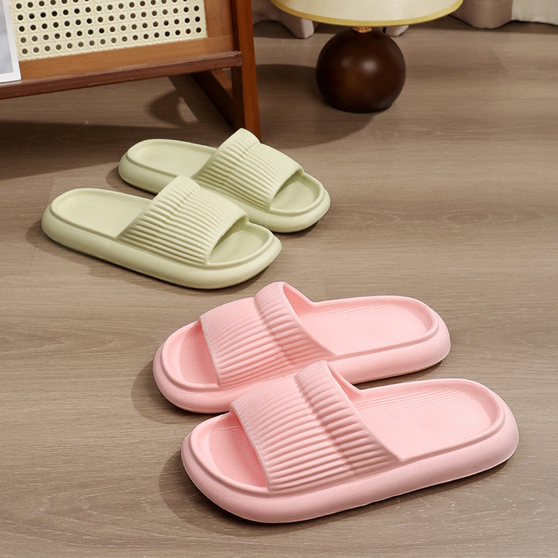 Solid Striped Design Home Slippers Non-slip