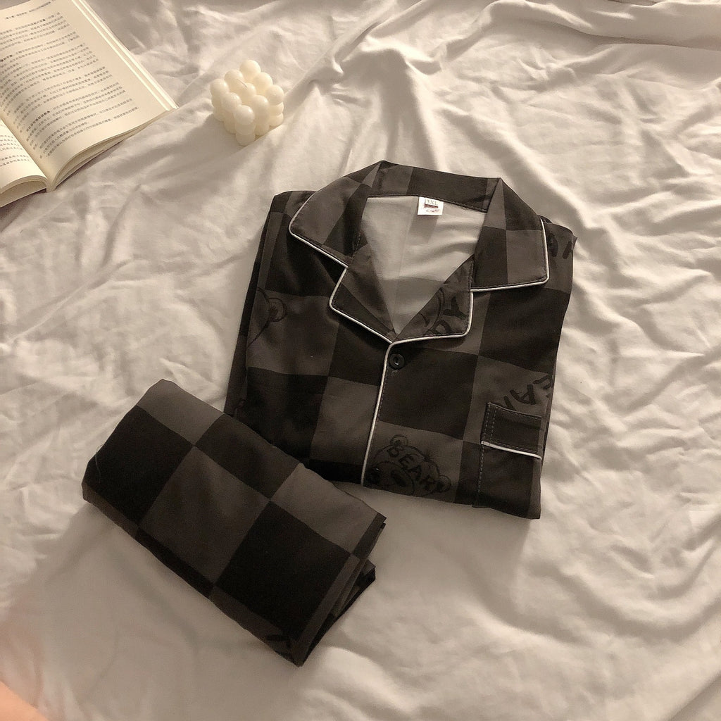 Women's Long Sleeve Trousers Cardigan Lapel Homewear Set