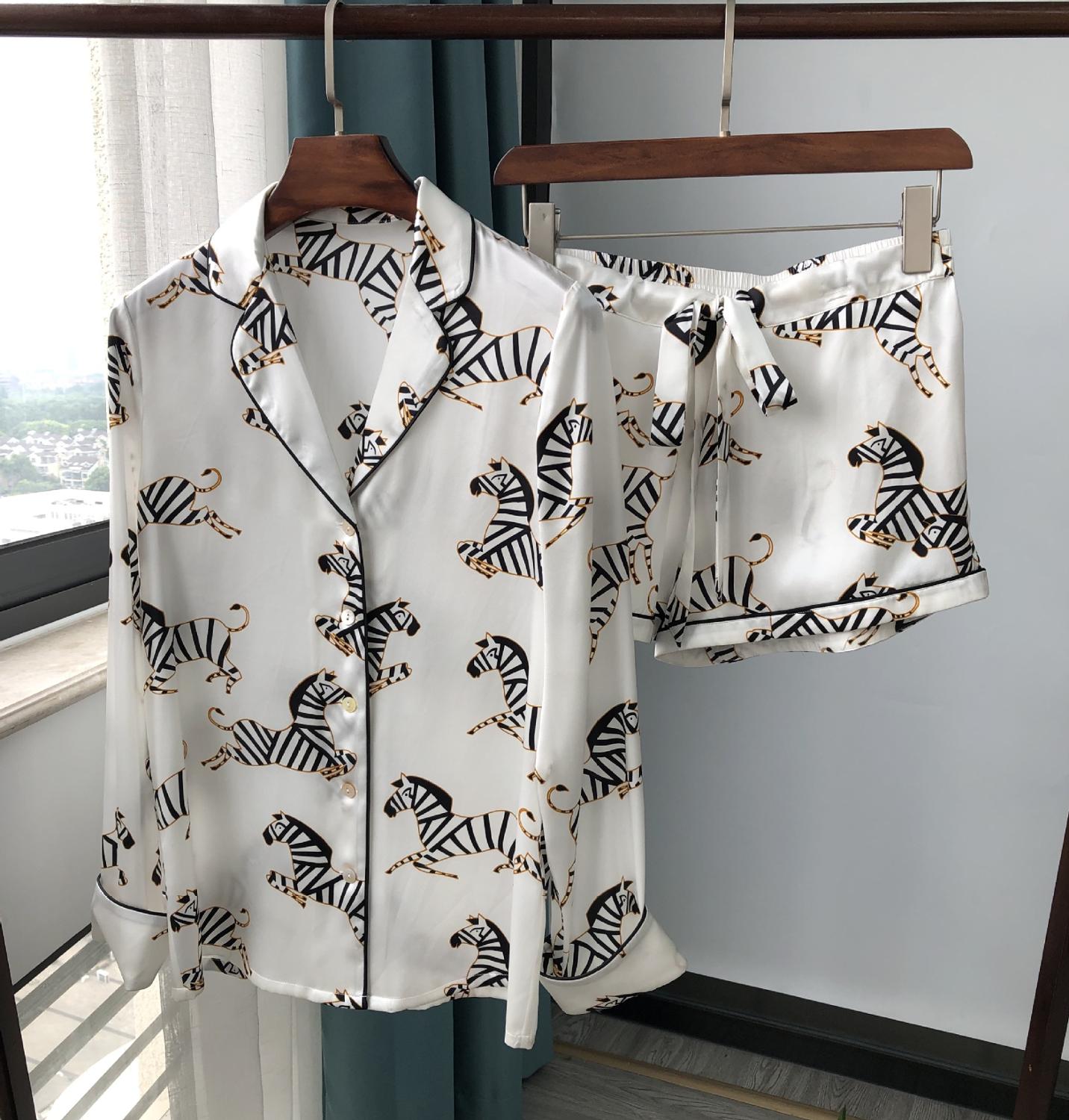 Zebra Print Mulberry Silk Luxury Pajama Set