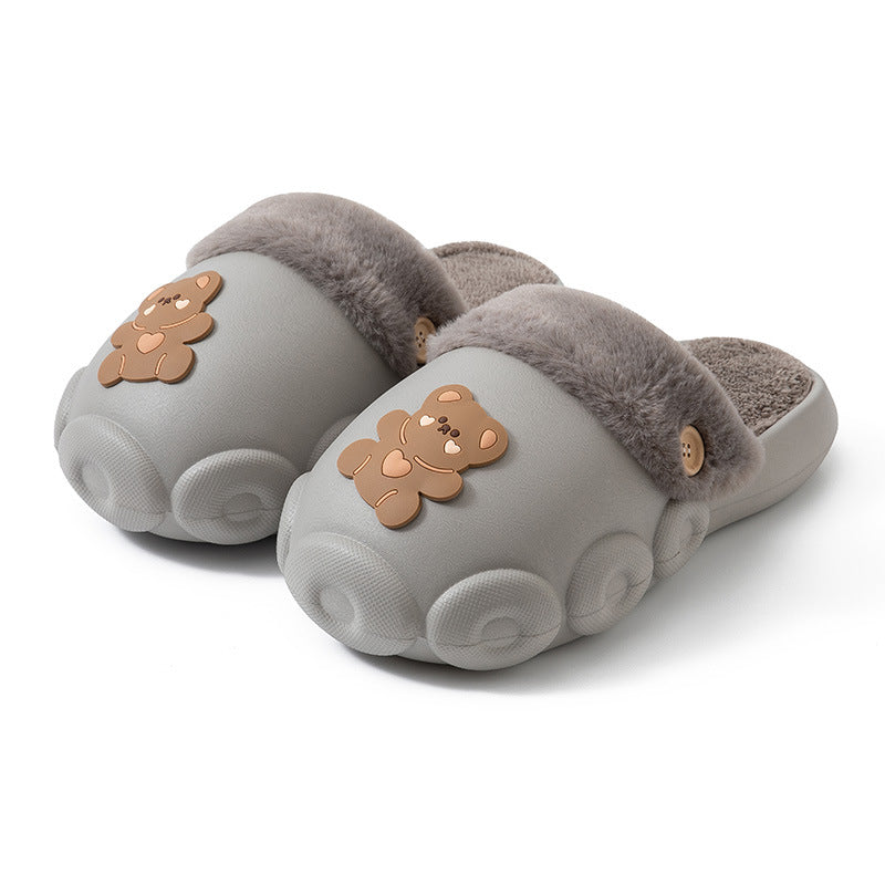 Fluffy Bear Detachable Washable House Slippers