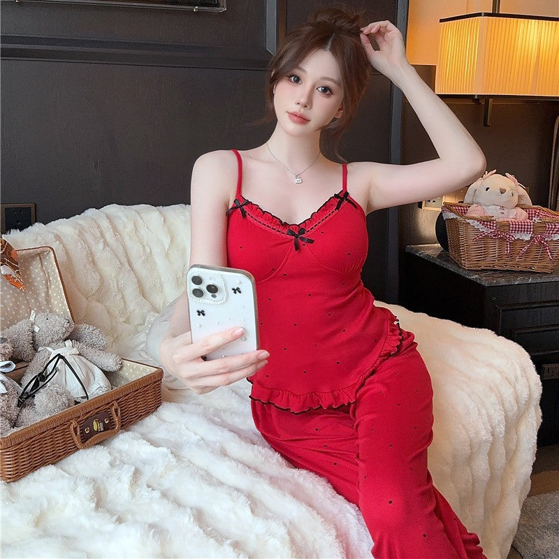 Long-sleeved Trousers Three-piece Set Sling Plus Chest Cotton