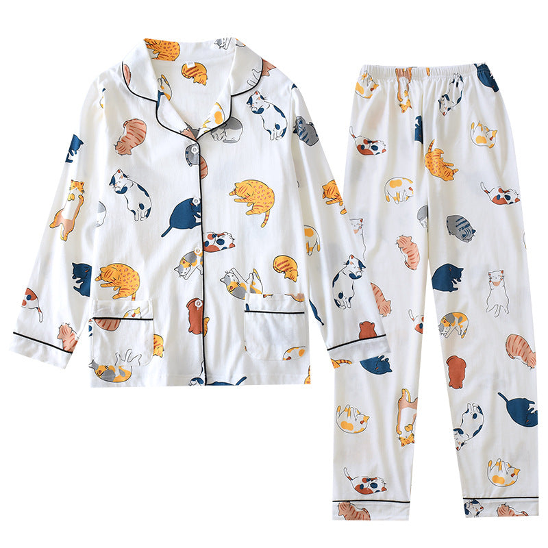 Women's Cat Print Loose Long-Sleeved Home Wear