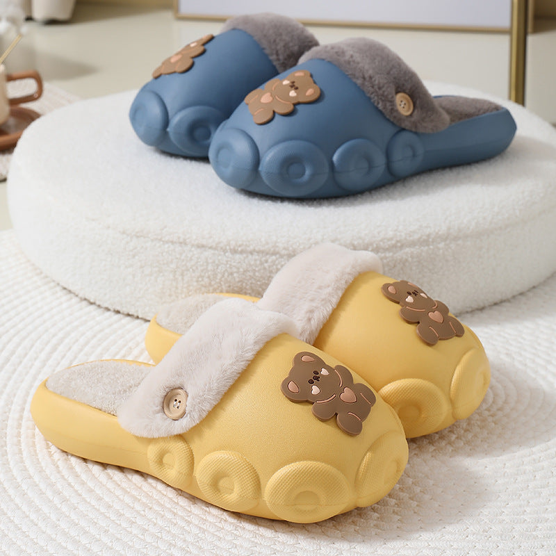 Fluffy Bear Detachable Washable House Slippers