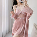 Long Sleeve Nightgown Sexy Lace Sling