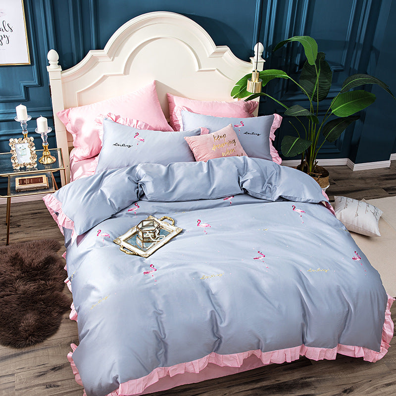 Four-Piece Long-Staple Cotton Satin Pajama Set
