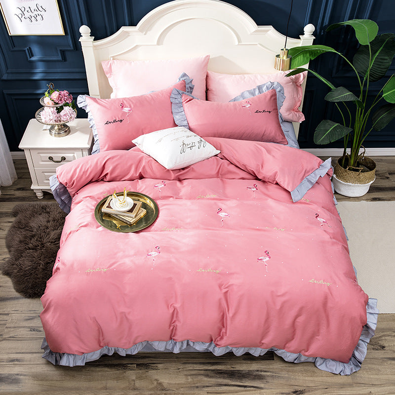 Four-Piece Long-Staple Cotton Satin Pajama Set