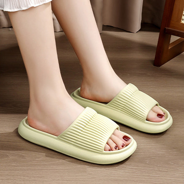 Solid Striped Design Home Slippers Non-slip