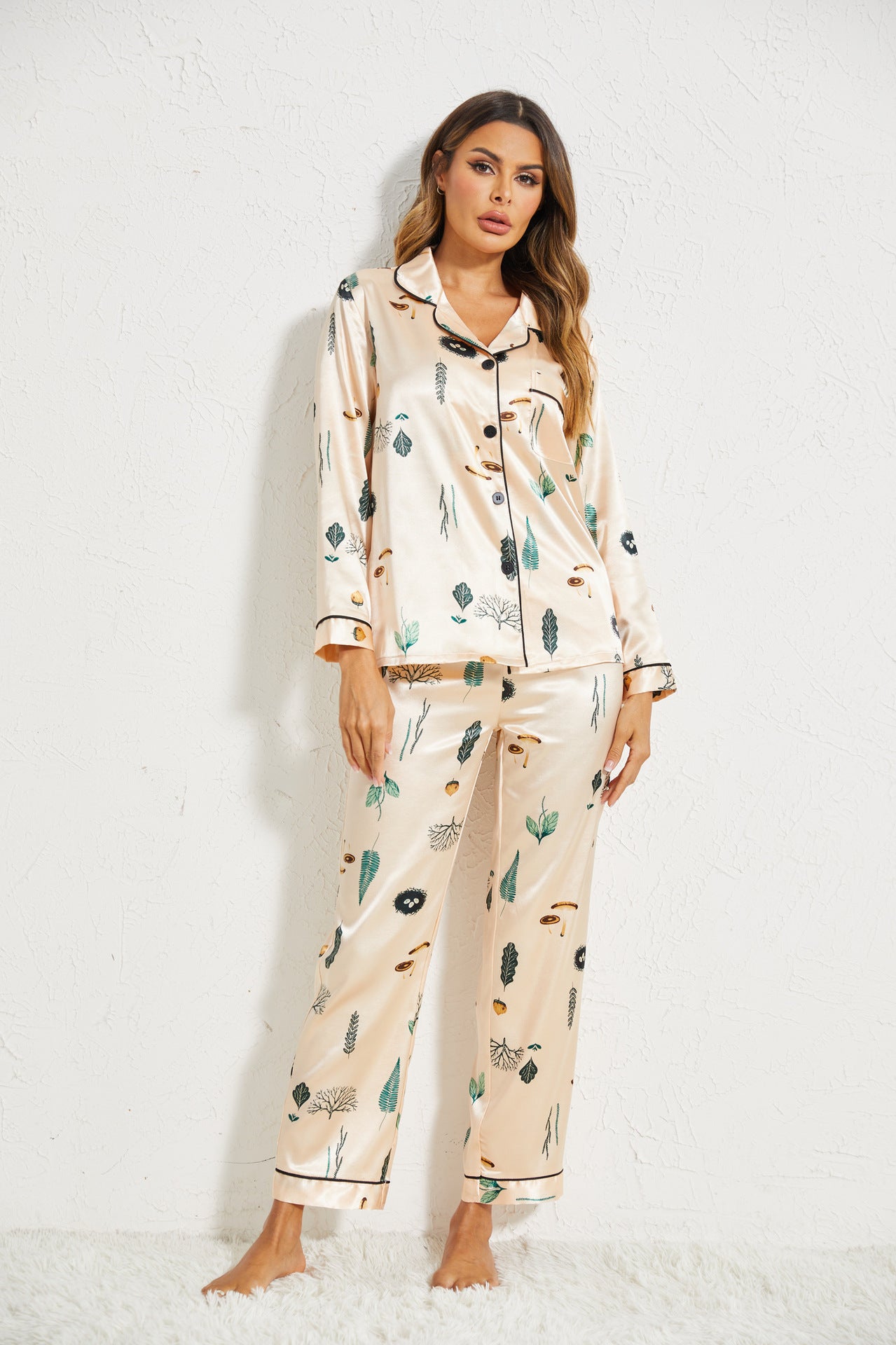 Women's Silk Satin Printed Pajama Set