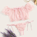 Romantic Bowknot Strapless Underwear Set