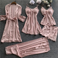 Imitated Silk Pajamas Five-piece Set