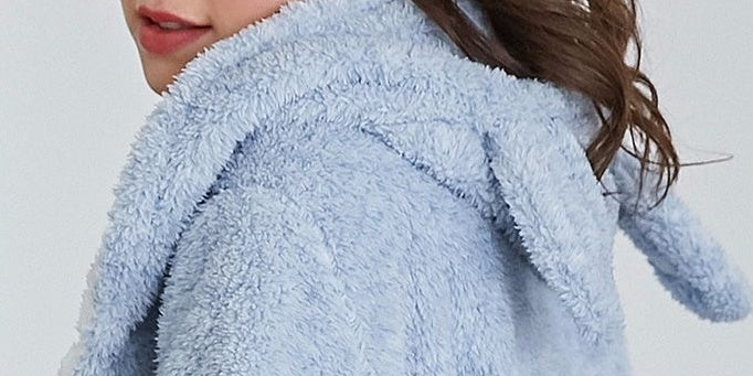 Cotton Wool Hooded Lace Cute One-piece Robe