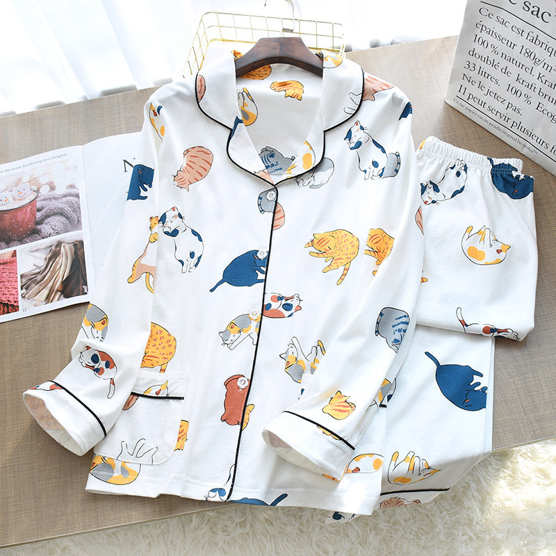 Women's Cat Print Loose Long-Sleeved Home Wear
