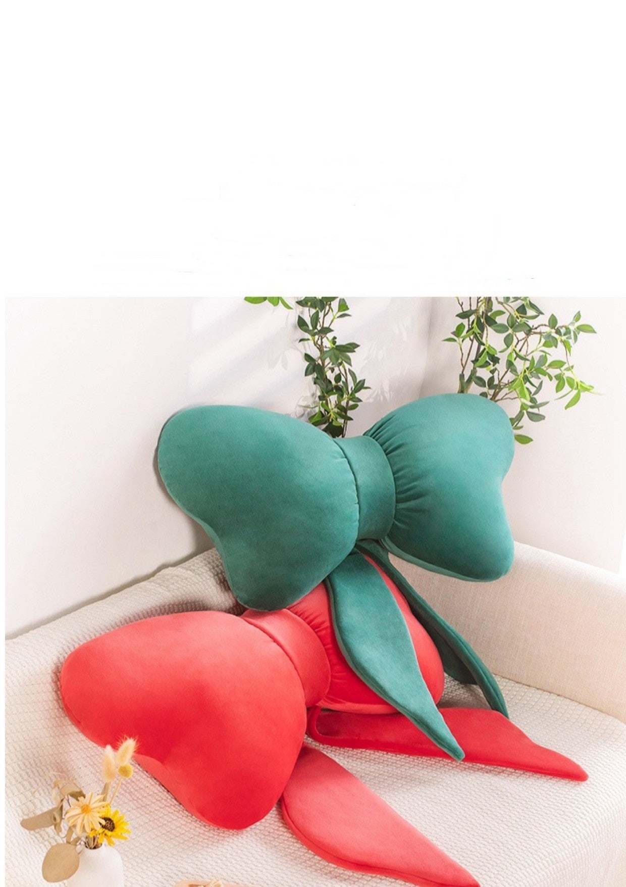 Red & Green Bow Pillows