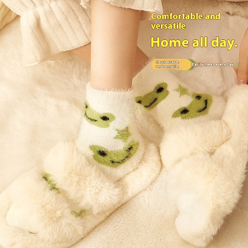 Mink Fur Socks Cartoon Animal Cute Warm Sleep