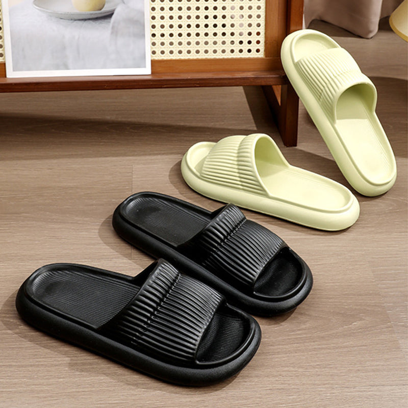 Solid Striped Design Home Slippers Non-slip