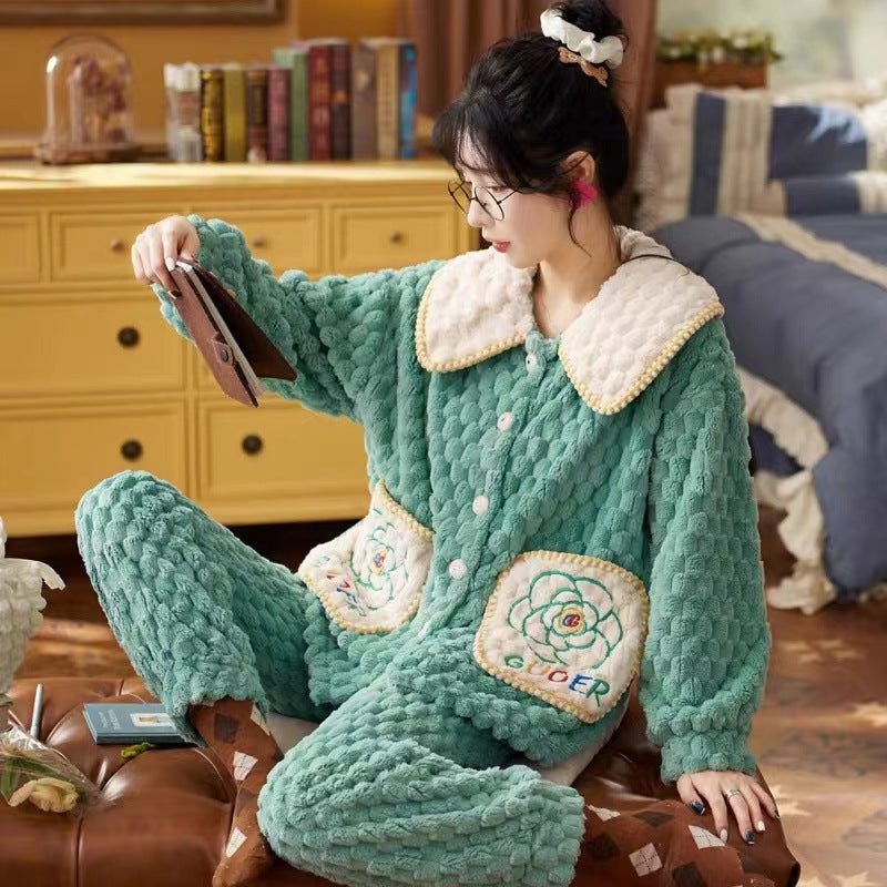 Cute Cartoon Flannel Warm Loungewear
