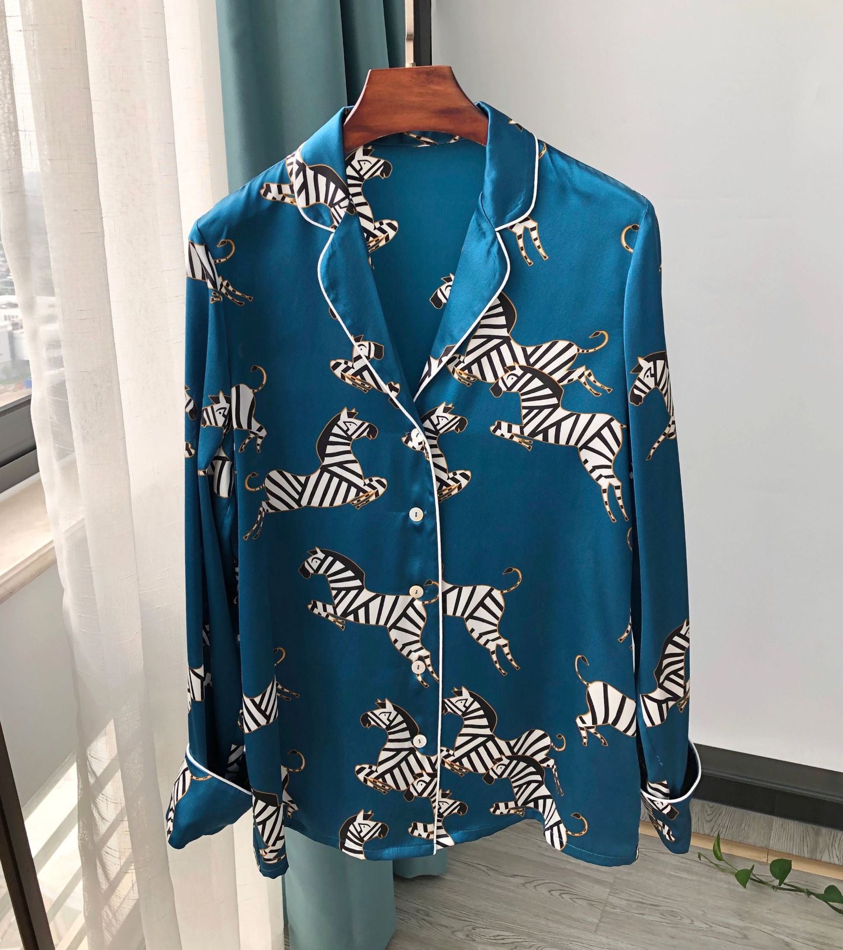 Zebra Print Mulberry Silk Luxury Pajama Set