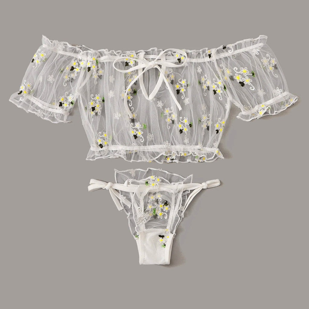 Romantic Bowknot Strapless Underwear Set
