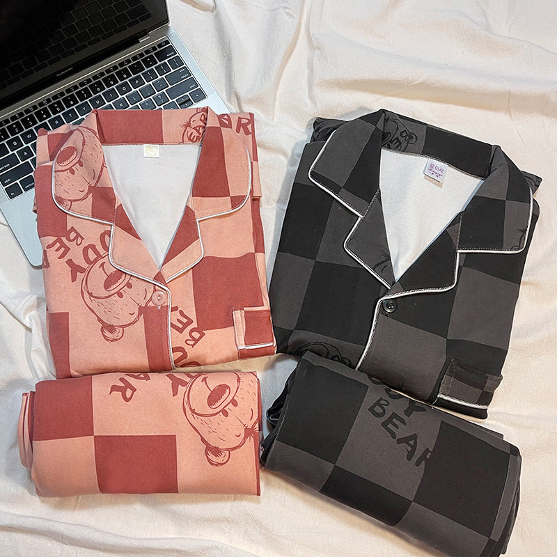 Women's Long Sleeve Trousers Cardigan Lapel Homewear Set