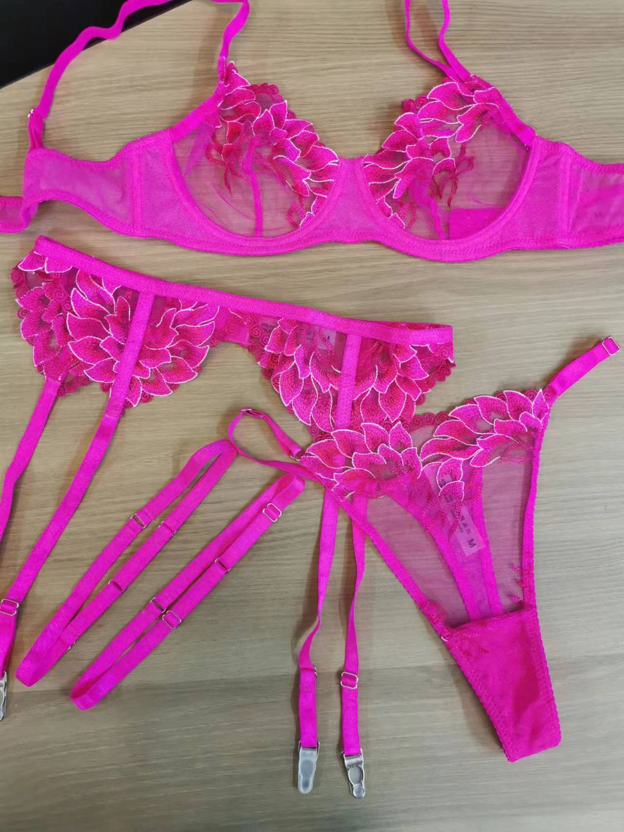 Lace Embroidery Anti-sagging Three-piece Set Bra Set