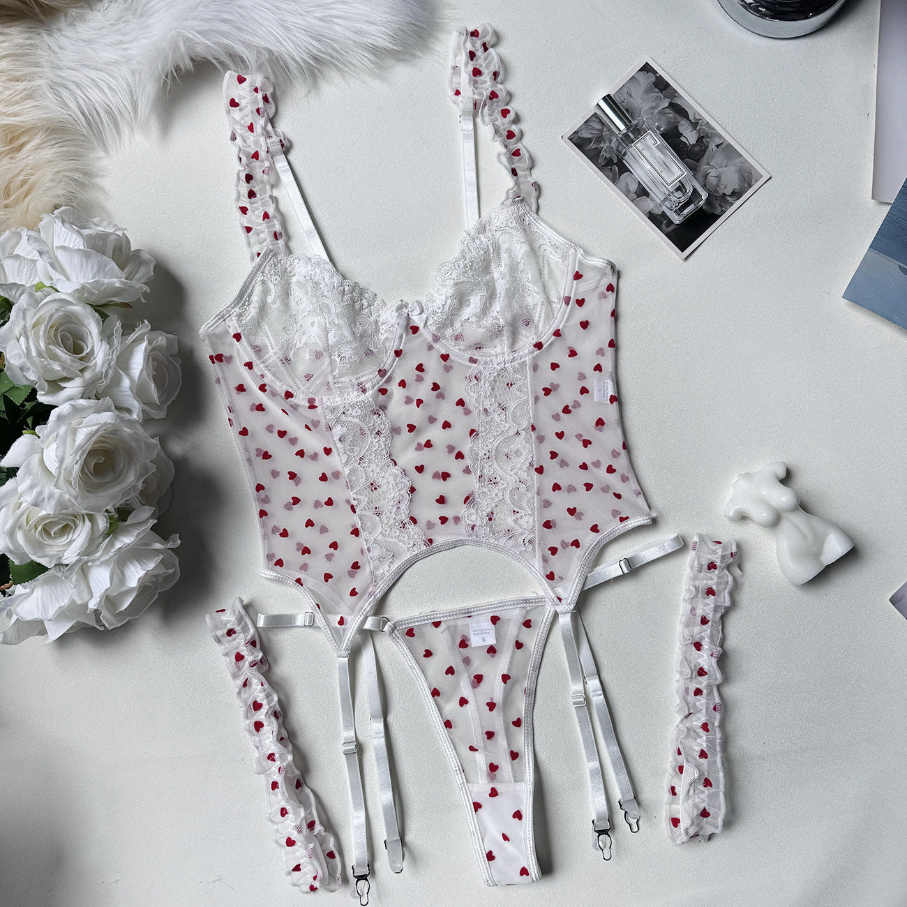 Flocking Love 4-piece Sexy Lingerie Set