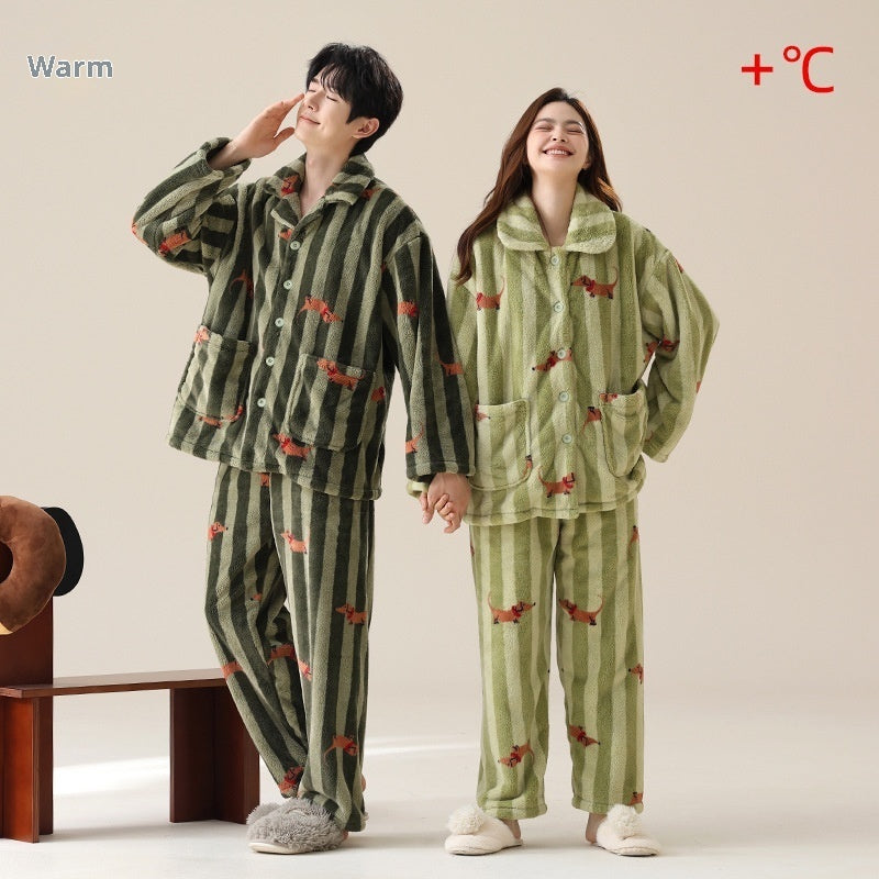 Coral Fleece Sausage Dog Cartoon Thermal Homewear Suit