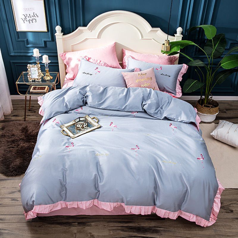 Four-Piece Long-Staple Cotton Satin Pajama Set