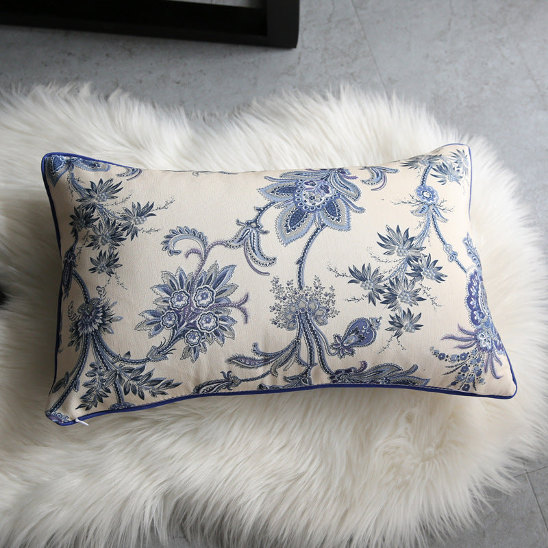 Eloquent Floral-style Blue and White Pillow/ Pillowcase
