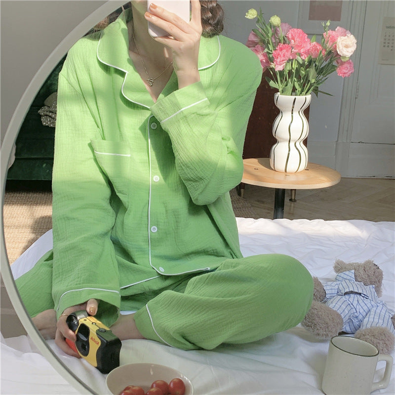The Cutest Solid Color Long-sleeved Trousers Pajamas