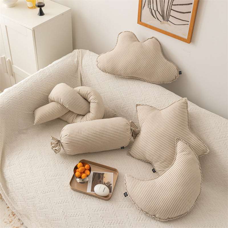 Shaped Cotton And Linen Striped Cushions
