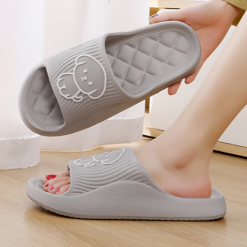 Solid Color Non-slip Cute Cartoon Dog Indoor House Shoes
