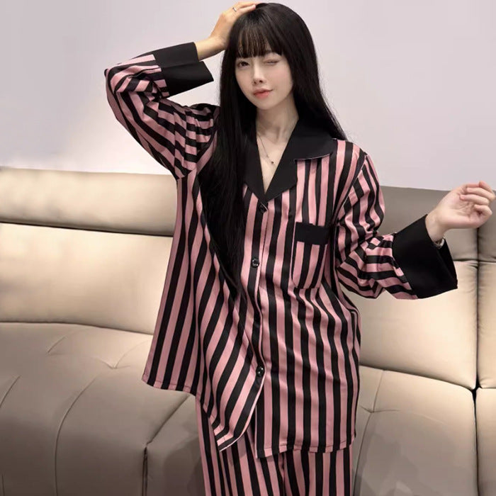 Super Soft Forged Four-sided Elastic Striped Home Wear