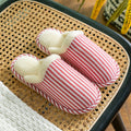 Fashion Striped Non-slip Thick Sole Plush House Shoes