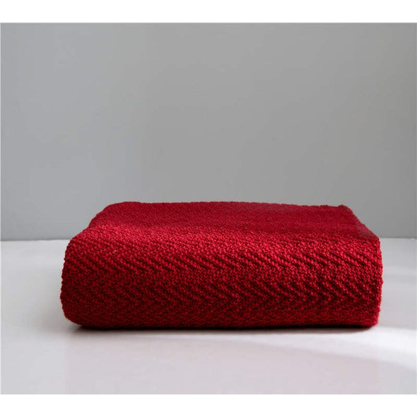 Red Warm Cozy Knitted Throw Blankets 130cm X160cm