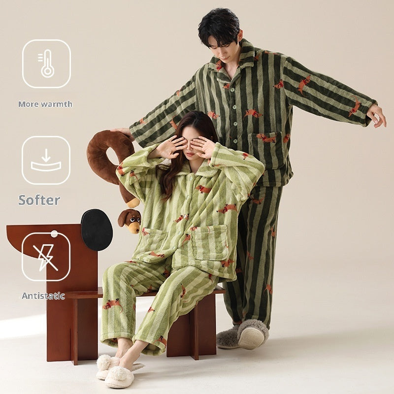 Coral Fleece Sausage Dog Cartoon Thermal Homewear Suit