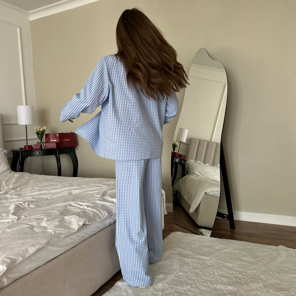 Gingham Cozy Long Sleeve Long Pants Comfort Pajama Set