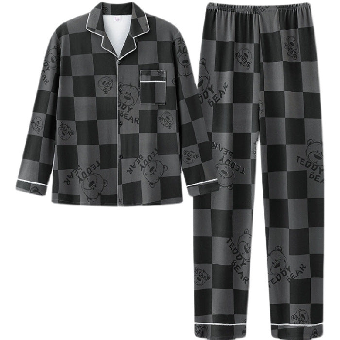 Women's Long Sleeve Trousers Cardigan Lapel Homewear Set