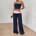 Sweet And Cool Casual Two-piece Contrast-color Lounge Pants Set