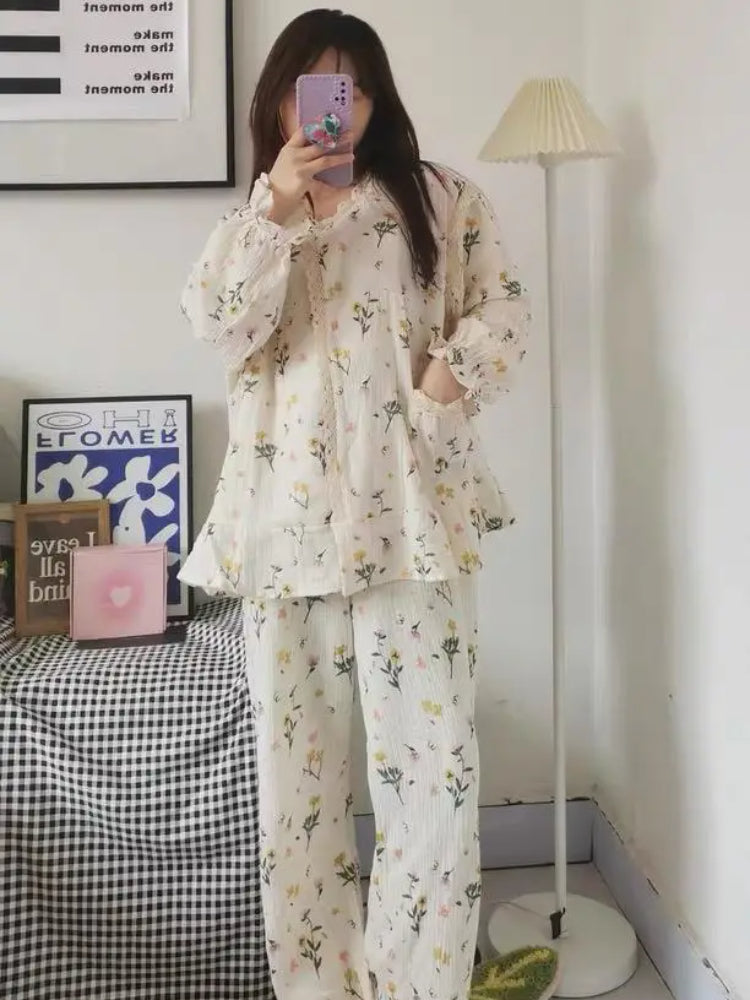 Floral Viscose Pajama Set