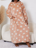 Star Flannel Warm Hooded Nightgown