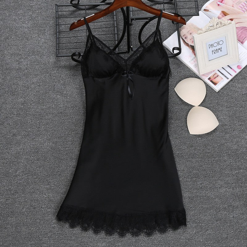 Sexy Ice Silk Comfortable Bathrobe Lace Dress