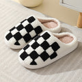 Checkerboard Print Floor Warm Cotton Slippers