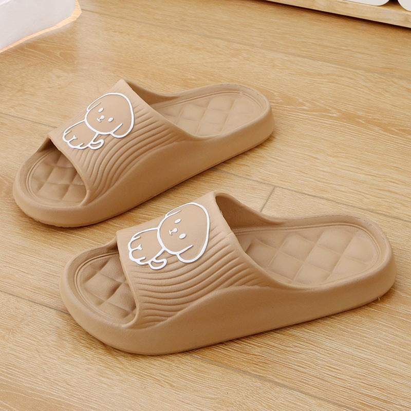 Solid Color Non-slip Cute Cartoon Dog Indoor House Shoes