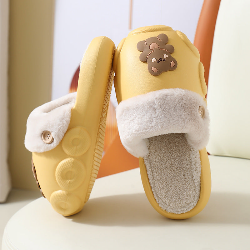 Fluffy Bear Detachable Washable House Slippers