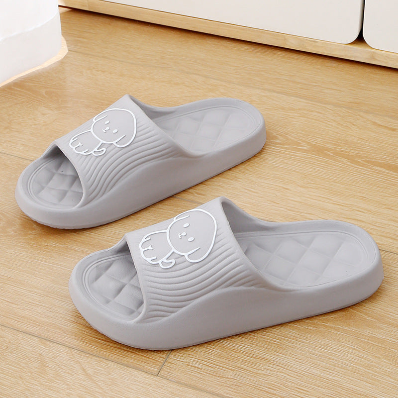 Solid Color Non-slip Cute Cartoon Dog Indoor House Shoes
