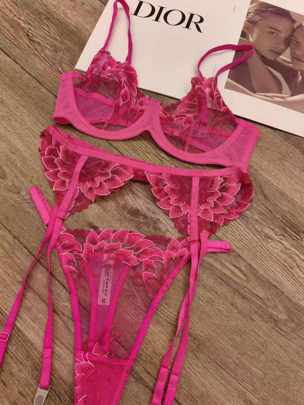 Lace Embroidery Anti-sagging Three-piece Set Bra Set
