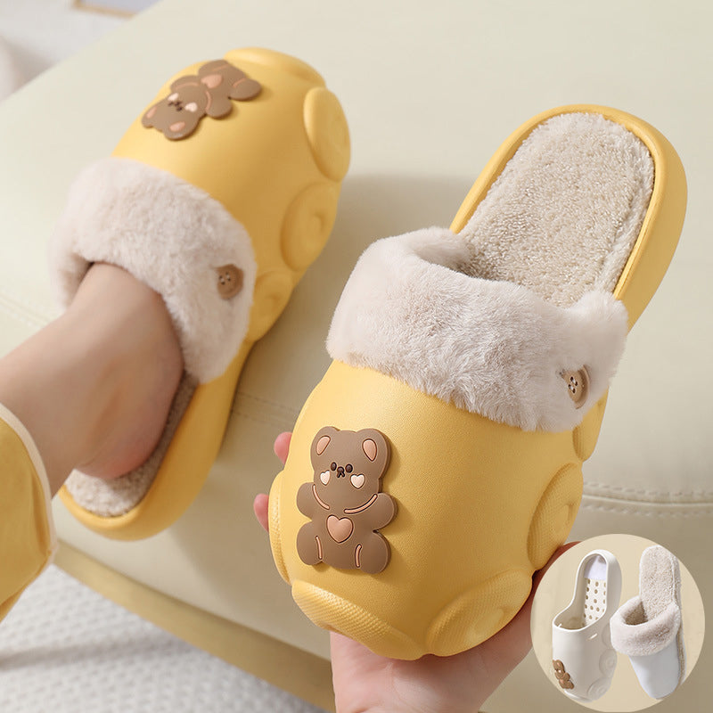 Fluffy Bear Detachable Washable House Slippers
